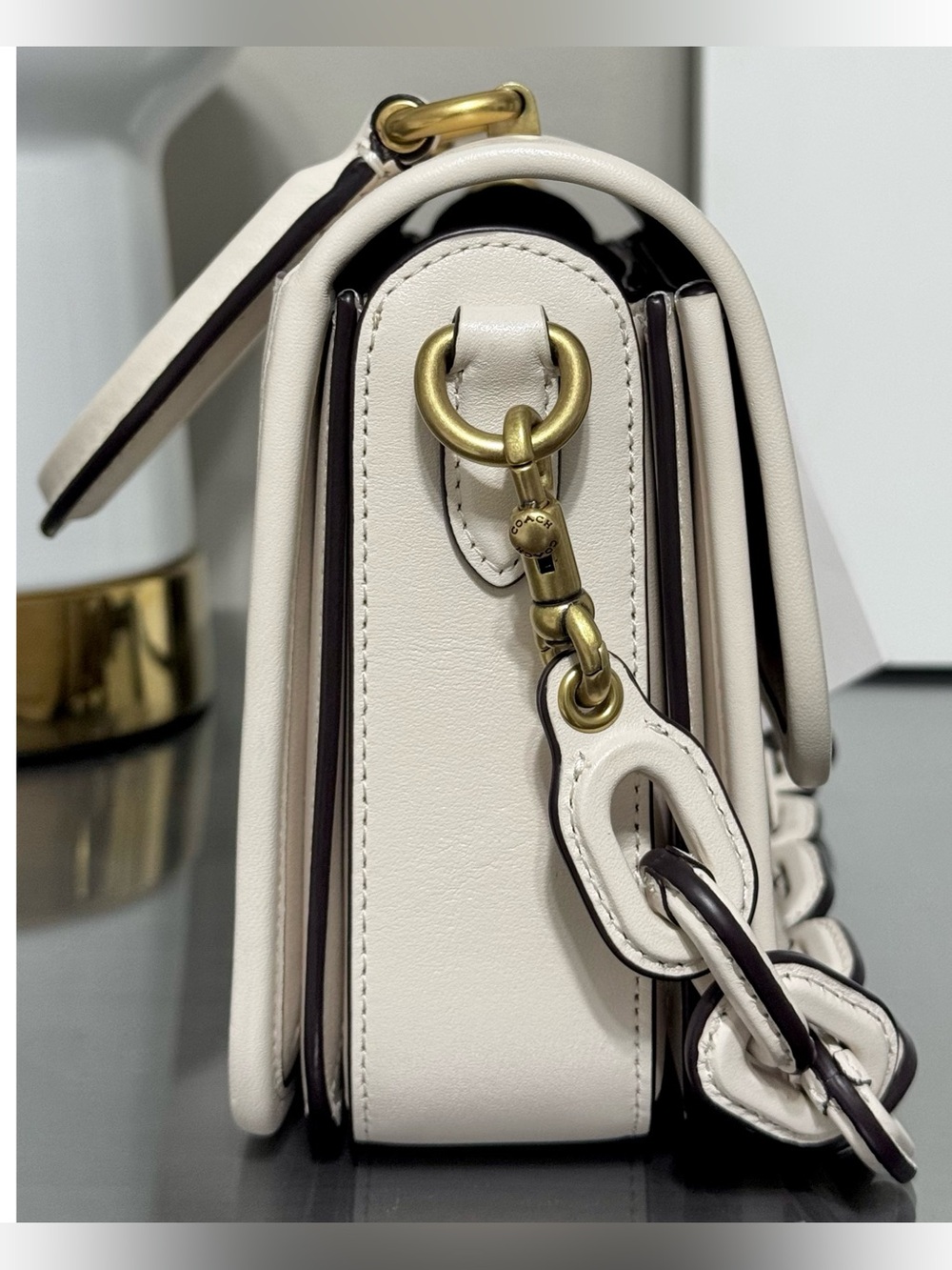 COACH Rogue Top Handle Satchel Bag, CHALK - Picture 5 of 10